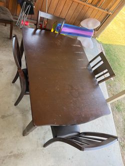 SND OFFERS(NOT FREE) Dark Brown Wood Dining Table with 4 Chairs