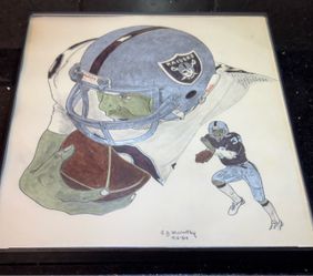 Vintage Raiders Marcus Allen Pencil Drawing