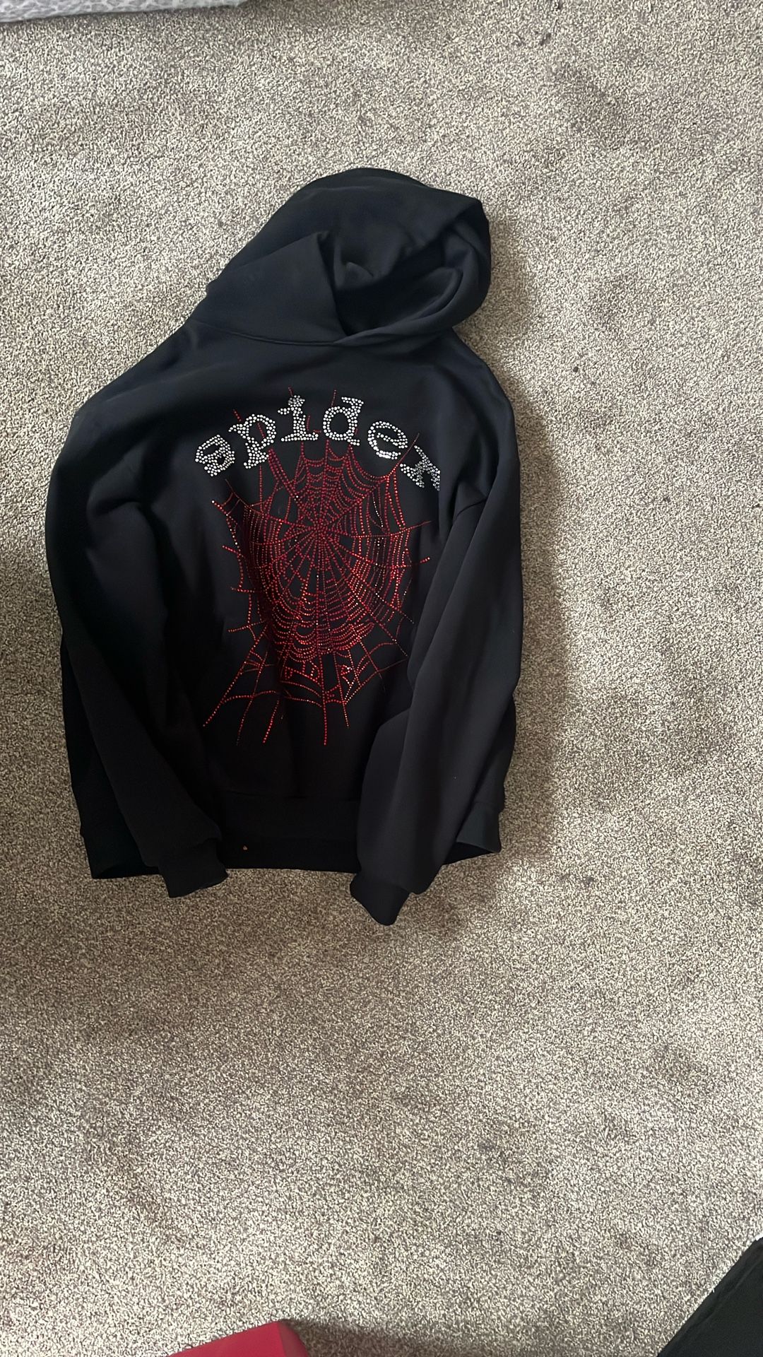 Red Rhine Stone Spider Hoodie
