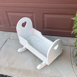 Solid Wood Doll Cradle / Baby Doll Bed – Classic White