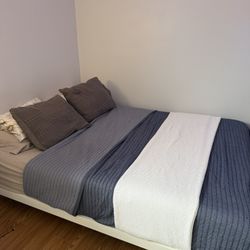 IKEA Vevelstad Queen Bed Frame w/ Memory Foam Mattress