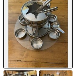 A lazy Susan fondue set