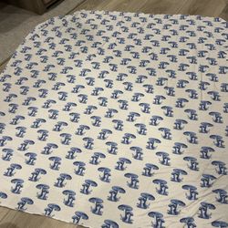 Kate Quinn Blue Mushroom Baby Blanket