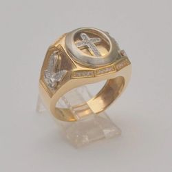 14k yellow gold cross ring eagle gold ring preowned gold ring size 9.5