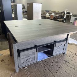 Lift Top Coffee Table with Hidden Storage Compartment, 4 in 1 Farmhouse Coffee Table