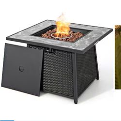 Brand New In The Box 35-in W Black Steel Rectangle Tabletop Natural gas Fire table