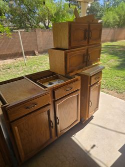 Various wood kitchen cabinets. Quality built.