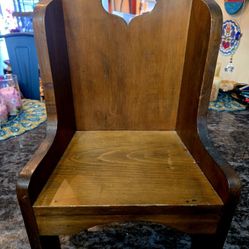 Mid 20th Century Handcrafted Pensilvania Folk Art Child/Doll Chair Plant Stand Solid Wood 22"×12"