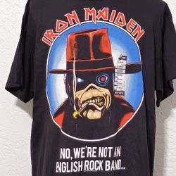 Vintage Iron Maiden Shirt NOT AN ENGLISH ROCK BAND XL 2013 Double Sided Rare NEW