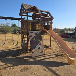 Kids Playhouse With Swing Slide And Rock Crawl 