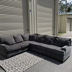 Free Same Day Delivery! Like New Charcoal Gray 2 Piece 6 Seat Sectional Couch Sofa (3 Months Old)