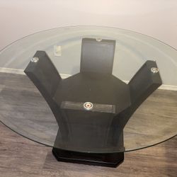 Espresso Round Glass Top Dining Table