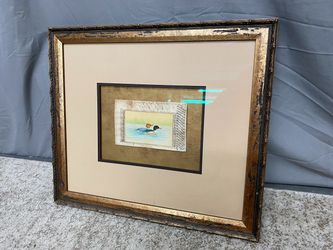 Persian Style Miniature Art of Ducks in Ornate Frame