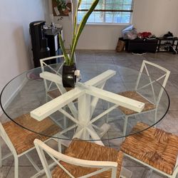 Glass Round Table w/ 5 chairs