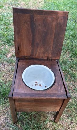 Antique wood chamber pot commode box