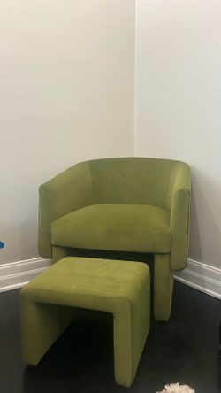Olive Green Suede Accent Chair