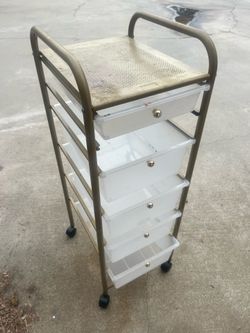 Rolling cart with plastic drawers