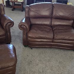 American Furniture - Superb Creations Leather Love Seat, Lounge Chair, and Ottoman 1,800 OBO
