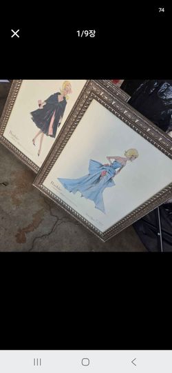 Z Gallerie Pair Of Robert Best Framed Barbie Lithographs 20x16