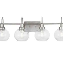 Home Decorators Collection Halyn 31.375 in. 4-Light Brushed Nickel Bathroom Vani