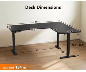 63” Black Electric Standing Desk – New in Box