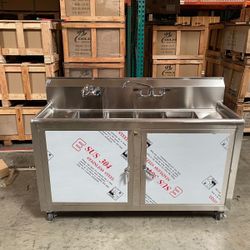 60 ins Portable Food Truck Wash Station 4 compartment sink