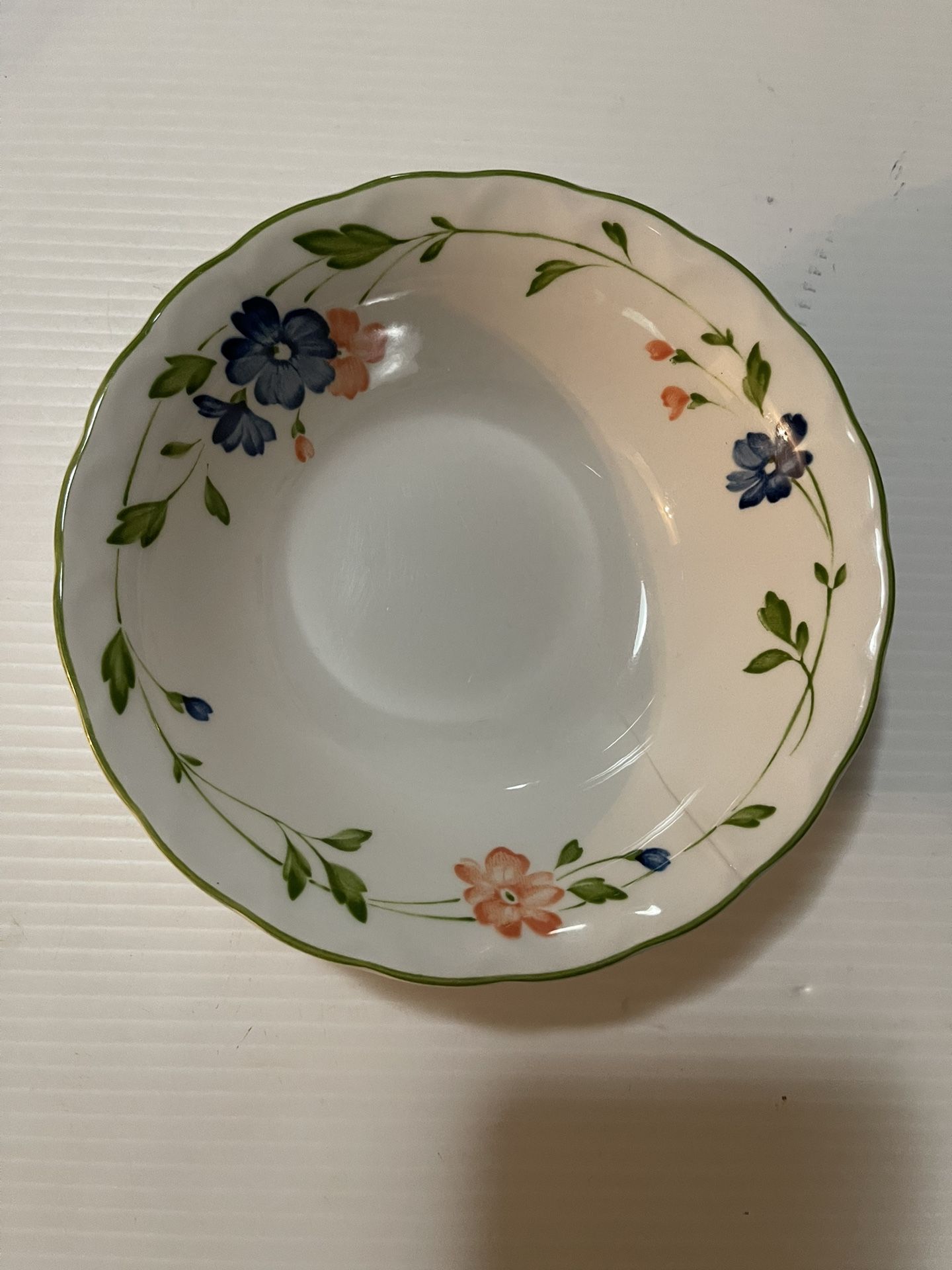 2 NIKKO Bordeaux Provincial Designs Blue Orange Flowers Soup Cereal Bowl 6”