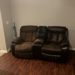 Leather Recliner Living Room Set 