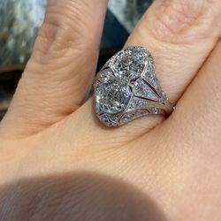 Platinum Art Deco Ring with natural diamonds absolutely gorgeous !