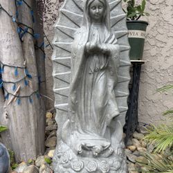 4 Ft Tall Virgin Of Guadalupe - Pure Cement
