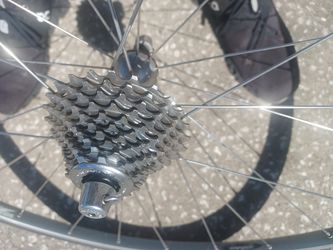 Campagnolo Rear Wheel with 10 Speed Campy Cassette Tire and Tube - $40 FIRM