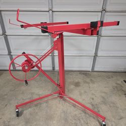 Drywall Lift 11ft - Panel Hoist with Lockable Caster Wheels, 150LB Capacity, Red