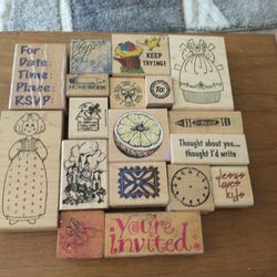 16 assorted sizes & themes rubber stamps