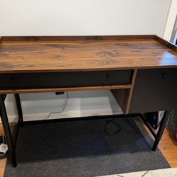 Sleek Modern Wood & Black Desk