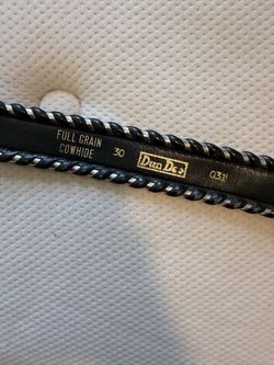 Vintage DunDee Black Leather Belt Size 30 - Full Grain Cowhide