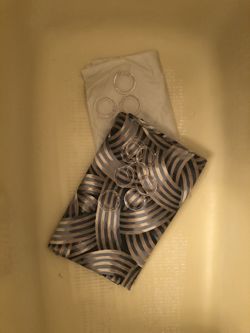 Shower Curtain, Liner And Hooks