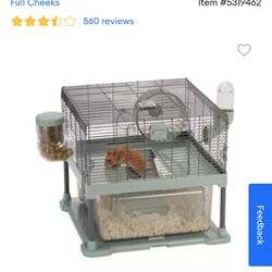 Full Cheeks™ Quick Clean Small Pet Habitat with Cage, Wheel, Food Dispenser, & Water Bottle
