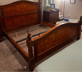 California King Bed frame, box springs, and mattress