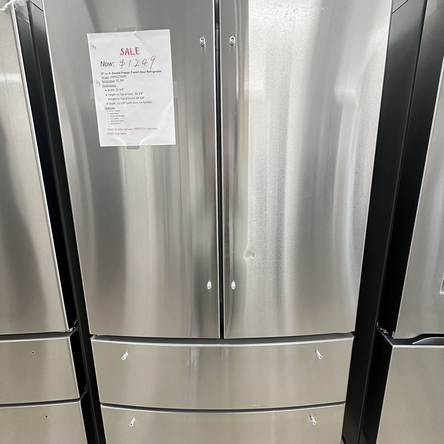 Unused LG Double Freezer Refrige With Internal Water And Ice Maker 