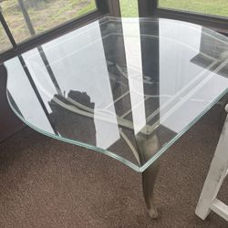 Elegant Glass Coffee Table with Metal Frame – Gently Used 