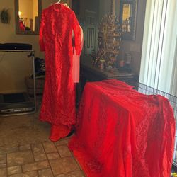 Brand New  Two Piece Wedding Red Dress With Train