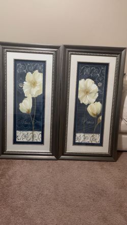 Floral Framed Art 25”x51”
