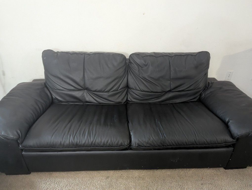 Ikea Black Leather Sofa