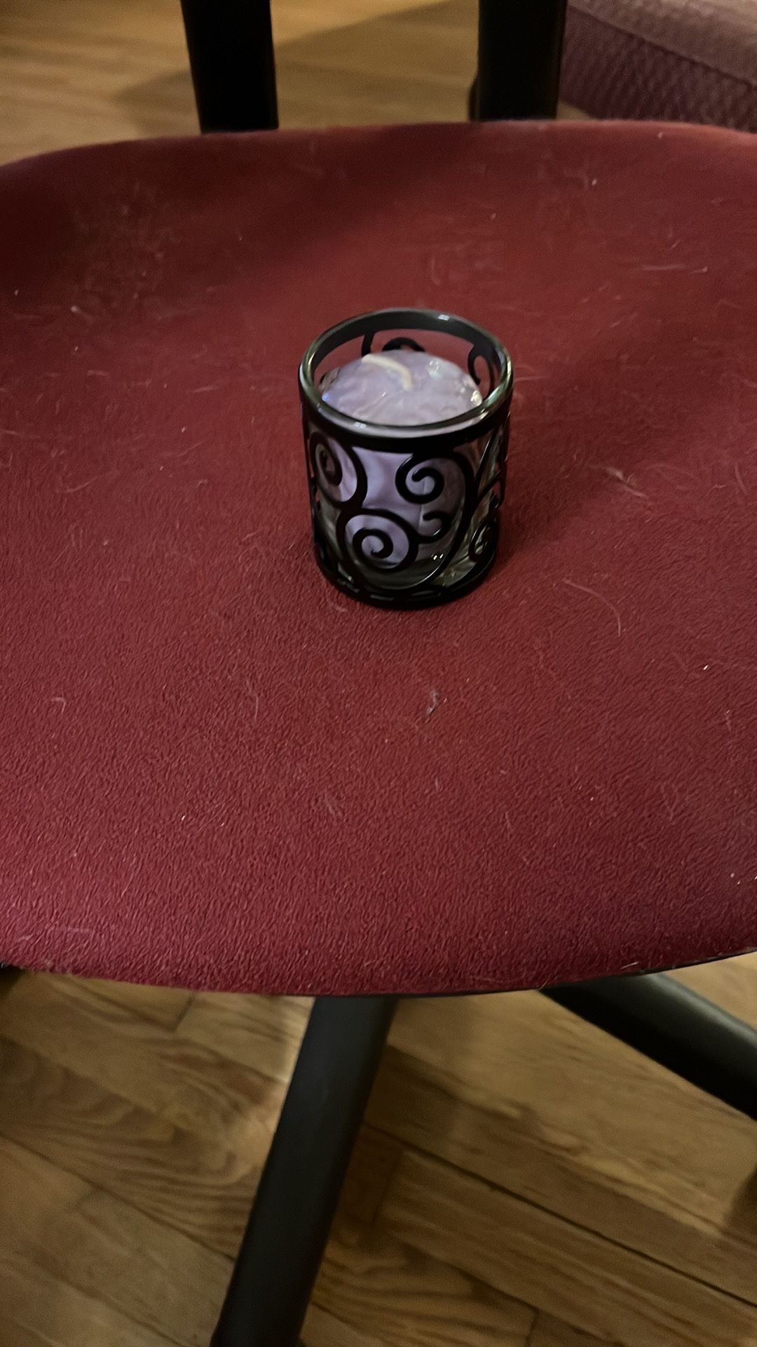 Yankee Candle Black Metal Candle Holder with Purple Candle
