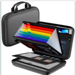 Brand new Brand new 

Fireproof Document Box with Handle, Hard Case File Organizer with 7-Pocket Accordion Colour File Folder, Portable Safe Storage f