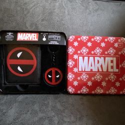 Marvel Deadpool Wallet With Keychain Set Nice Gift 🎁 