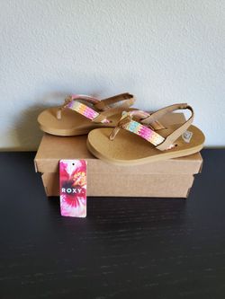 New Roxy Porto Slingback flip flop sandals size 8 to 10 girls 