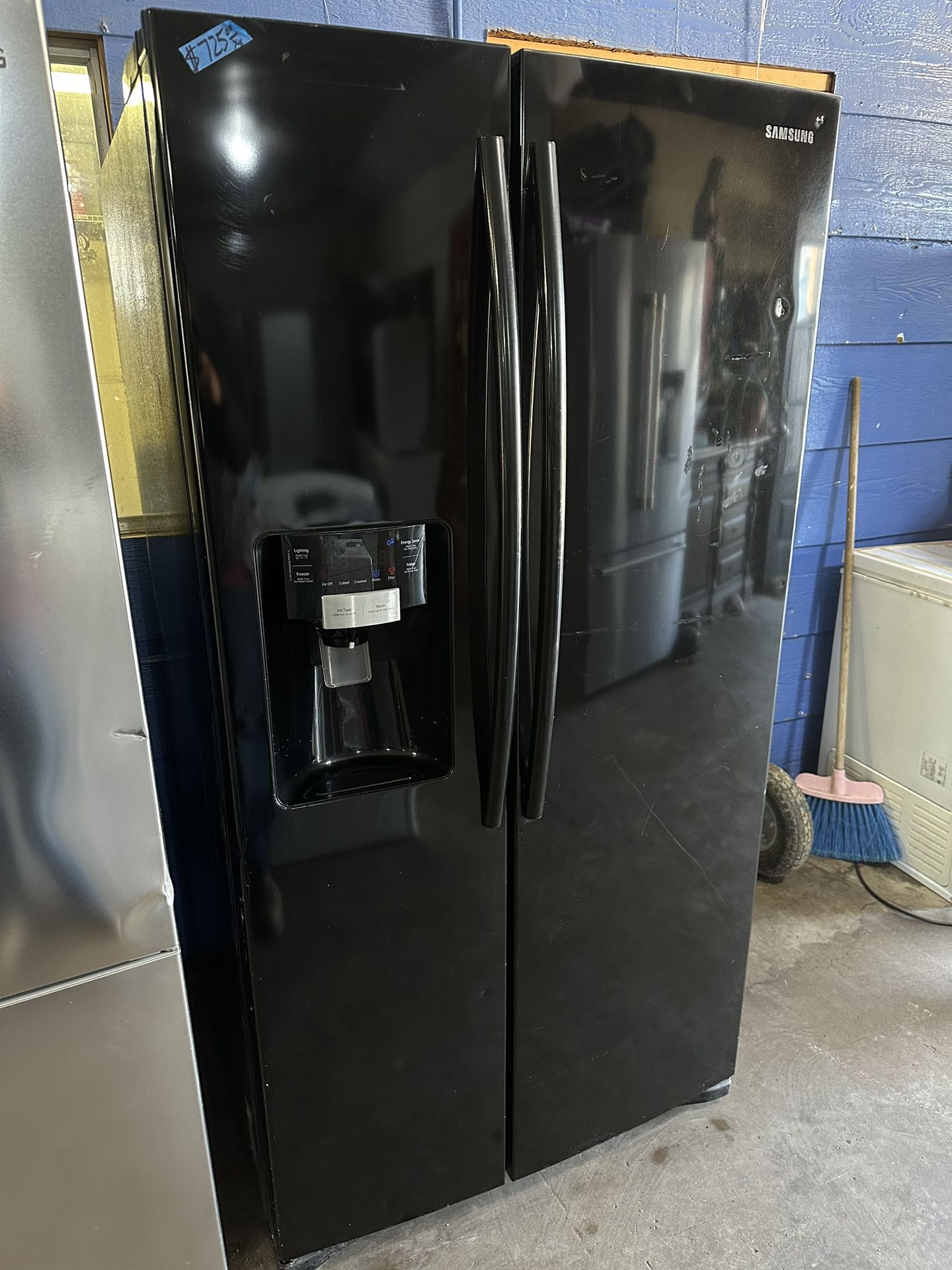 Side By Side Black Samsung Refrigerator 