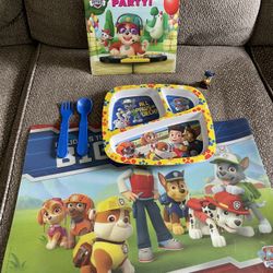 Paw patrol plate set , placemat , toy and book