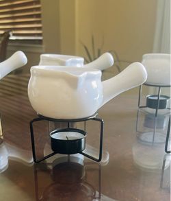 Title  Set of 6 Mini Fondue Pots / Butter Warmers with Tea Light Stands